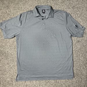 Footjoy Golf Polo Shirt Men’s XXL Gray Pin Stripes Embroidered Country Club